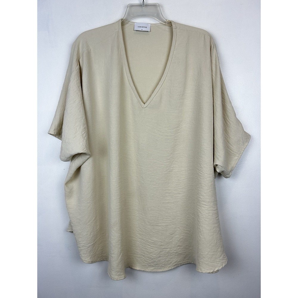 Adrienne Oversized Blouse Womens S Top V Neck Ivory Flowy Minimalist Caspsule